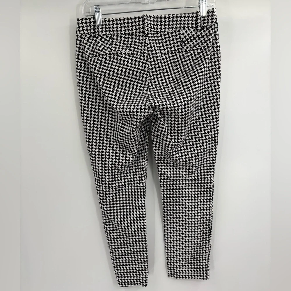 J.Crew Black White Houndstooth Flat cotton Front Skinny Winnie trousers Pants 4